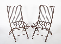 Pair of English Victorian Folding Garden Chairs of Iron