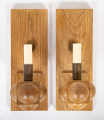 Pair of Foursquare Oak Sconces by Paul Marra  - Two Pair Available