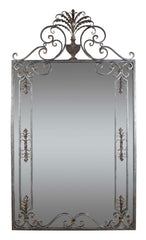 Large French Wrought Iron Mirror with Brass Accents