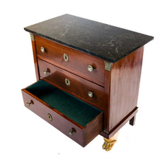 A French Louis-Philippe Period Fruitwood Commode with Black Marble Top