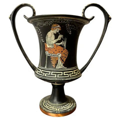 Ancient Greek Style Hand Painted Kantharos, Drinking Cup with High Handles