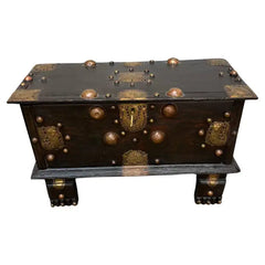 18th Century Dutch Colonial Teak Chest with Brass and Copper Mounts