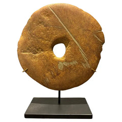 Neolithic Carved Stone Disc Mounted on a Steel Base 2-3000 BC