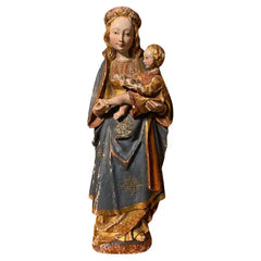 16th Century Style French Painted and Gilt Wood Virgin and Child