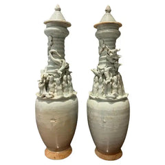 Chinese Glazed Porcelain Urns, Song Dynasty 12th Century