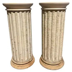 Pair Neoclassical Fluted And Painted Decorative Columns