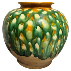 Chinese Tang Dynasty Sancai Glazed Ceramic Jar