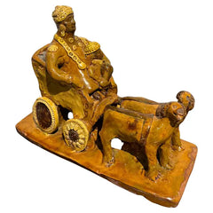 19th Century Glazed Ceramic Wagon Pulled By Two Dogs