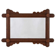 Tramp Art Carved Wood Framed Mirror Circa 1900