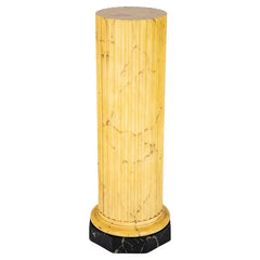 Italian Neoclassical Faux Siena Marble Fluted Column Pedestal