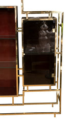 Grand Scale Romeo Rega Breakfront Cabinet Vitrine of Lacquered Wood with Glass & Brass Trim