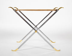 Maison Jansen Style Chrome & Brass 'X' Base Stools