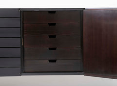 Two-Tone Black Italian Credenza on Brass Legs