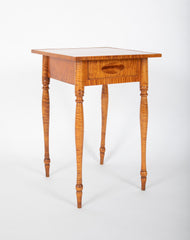 American Tiger Maple Country Sheraton Single Drawer Side Table