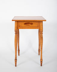 American Tiger Maple Country Sheraton Single Drawer Side Table