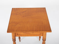 American Tiger Maple Country Sheraton Single Drawer Side Table