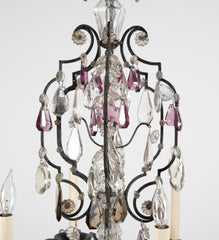 French Crystal & Wrought Iron Chandelier