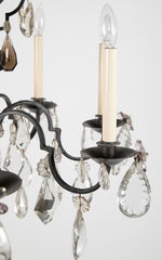 French Crystal & Wrought Iron Chandelier