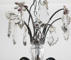 French Crystal & Wrought Iron Chandelier