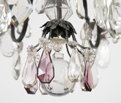 French Crystal & Wrought Iron Chandelier