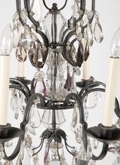 French Crystal & Wrought Iron Chandelier