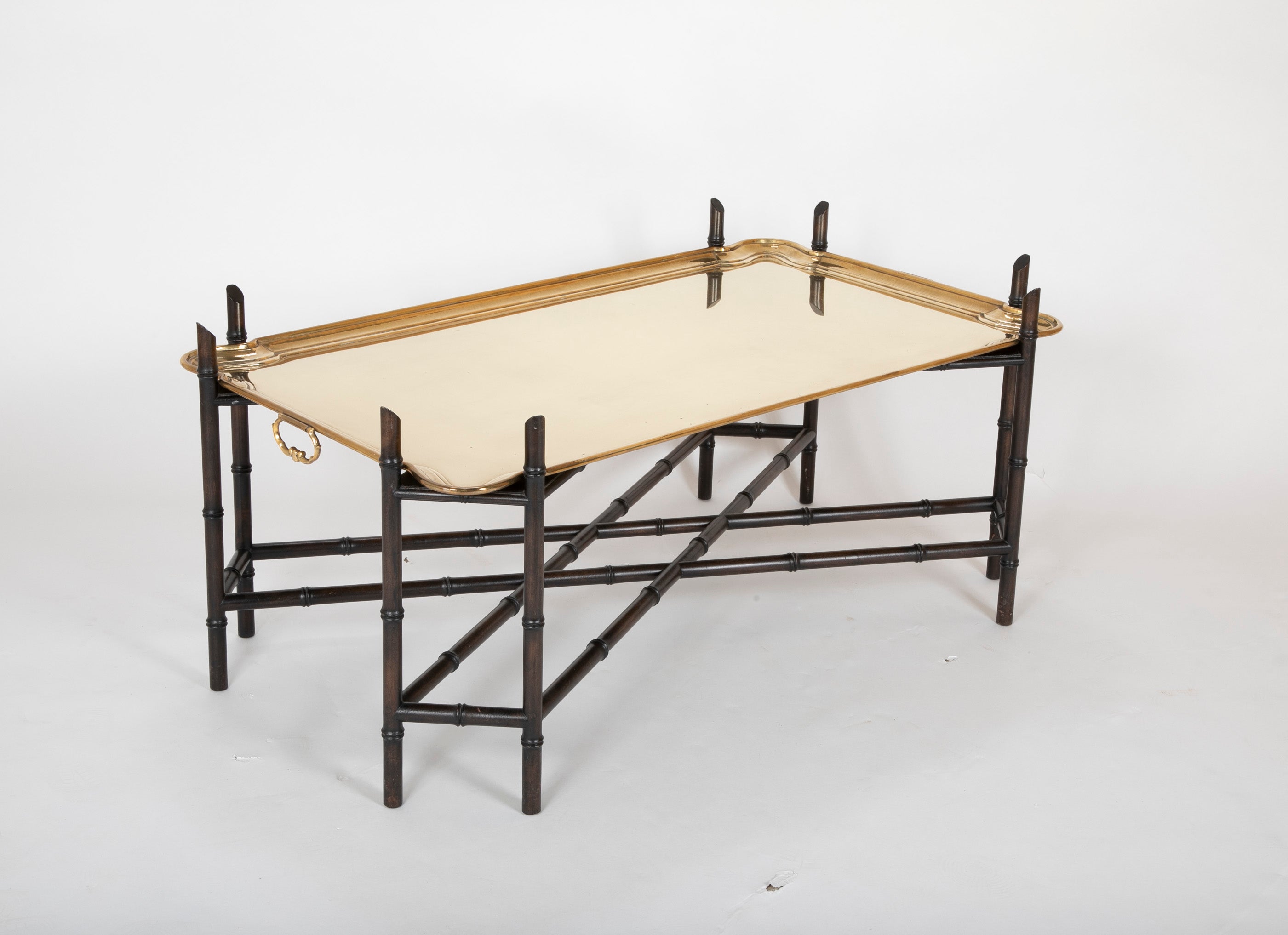Brass Tray on Faux Bamboo Stand Coffee Table – Avery & Dash