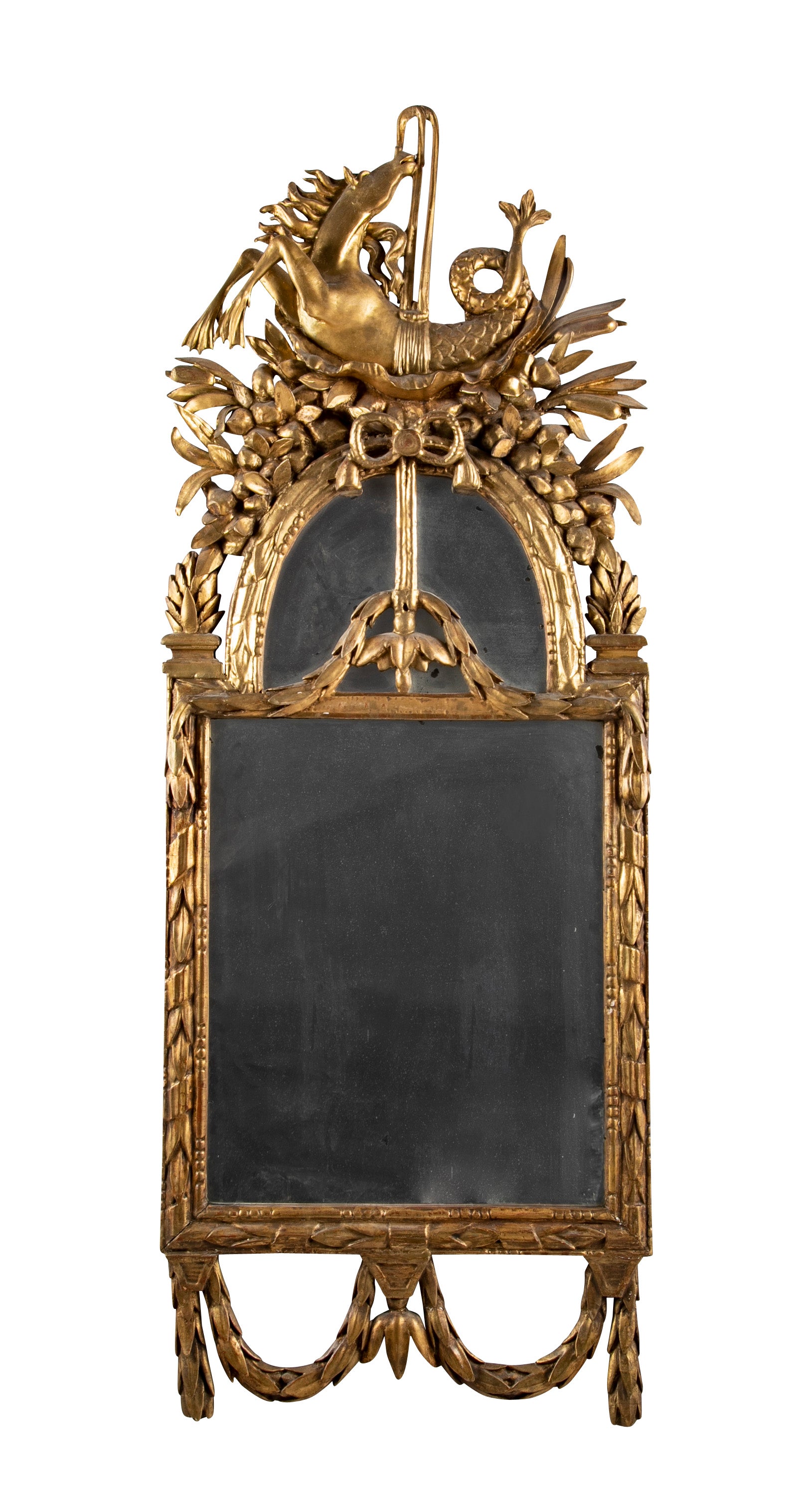 Late 20th Century Italian Gold Giltwood Bow Mirror
