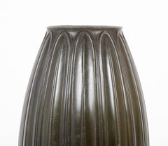 Pair of Just Andersen Ovoid Shape Patinated "Disko" Metal Vases