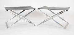 Pair of Poul Kjaerholm PK91 Folding Stools Created by E. Kold Christensen