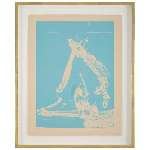 Robert Motherwell Lithograph in Blue on Buff Arches Cover Paper