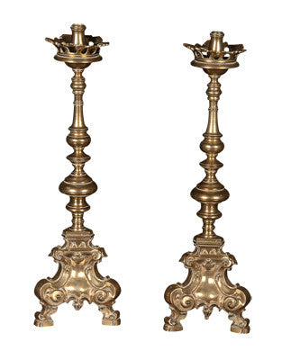 Pair of Early 18th Century Brass Candlesticks