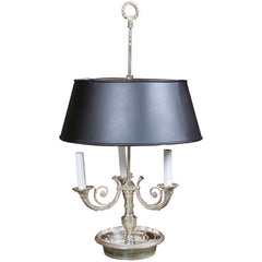 French Silver Plated Bronze Bouillotte Lamp