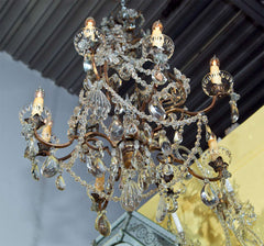 Bronze and Crystal Chandelier