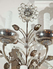 Pair of Rock Crystal Five Arm Bagues Sconces