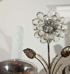 Pair of Rock Crystal Five Arm Bagues Sconces