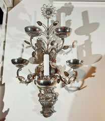 Pair of Rock Crystal Five Arm Bagues Sconces