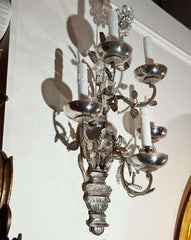 Pair of Rock Crystal Five Arm Bagues Sconces