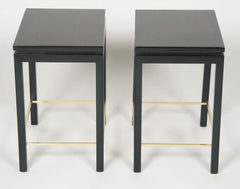 A Set of Walnut Nesting Tables with Brass Stretchers Designed by Edward Wormley for Dunbar