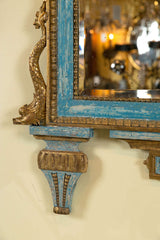 Gilt & Blue Painted Italian Looking Glass