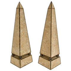 Pair of Obelisks with Travertine and Marble Veneer